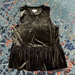 Green Velvet Sleeveless Top